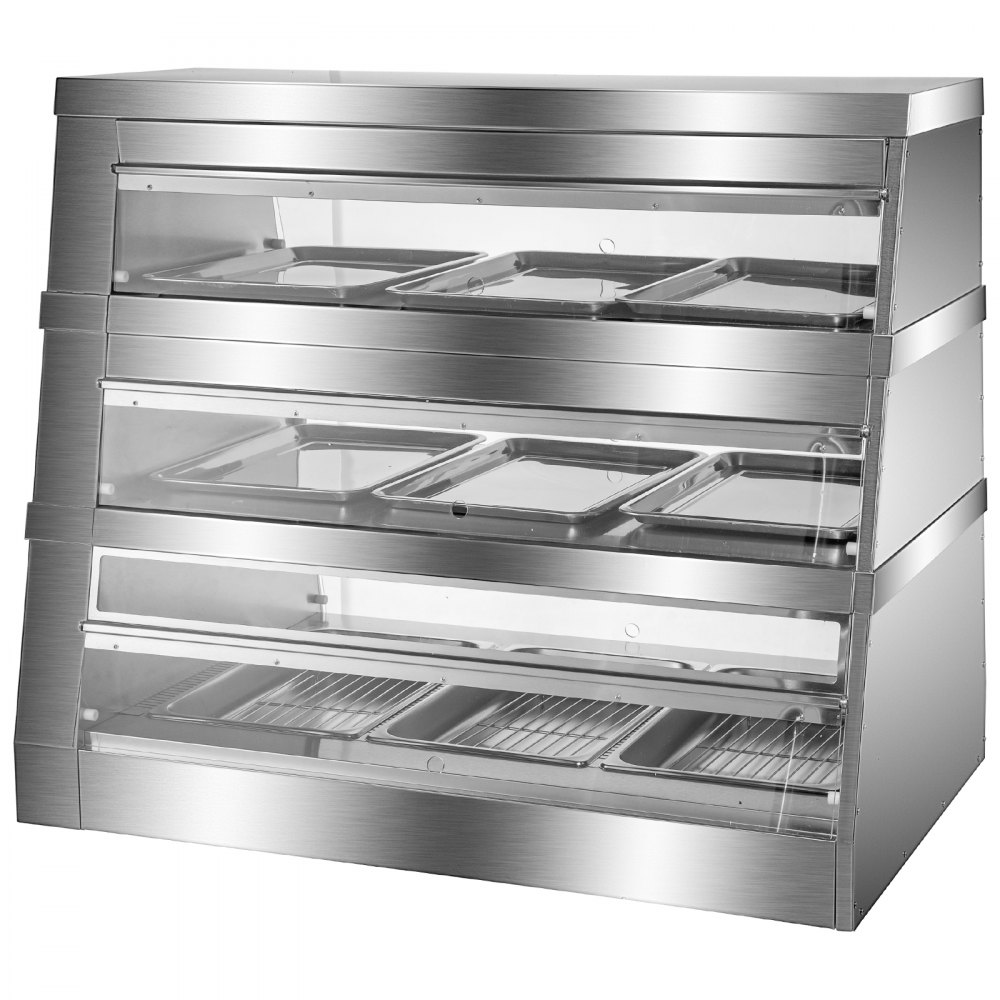 Vevor Pizza Warmer Display Case Pretzel Warmer 3-tier 48-inch Display Warmer