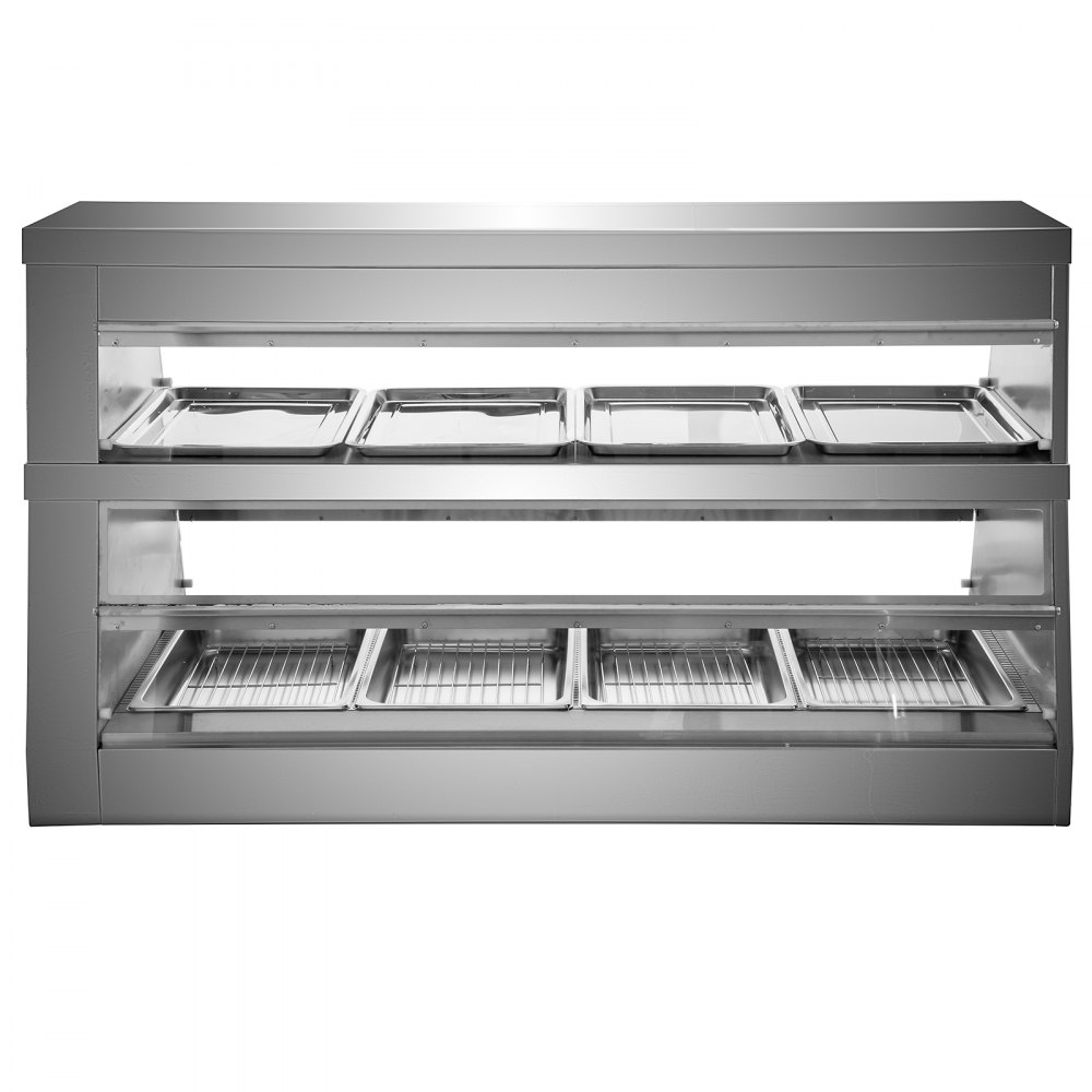VEVOR Commercial Food Warmer Display Case Bain Marie 2-Tier Pizza Showcase 3200W
