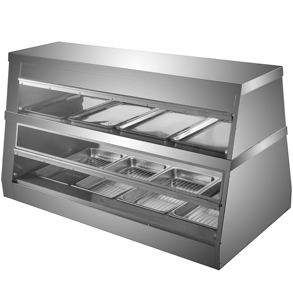 VEVOR Commercial Food Warmer Display Case Bain Marie 2-Tier Pizza Showcase 3200W