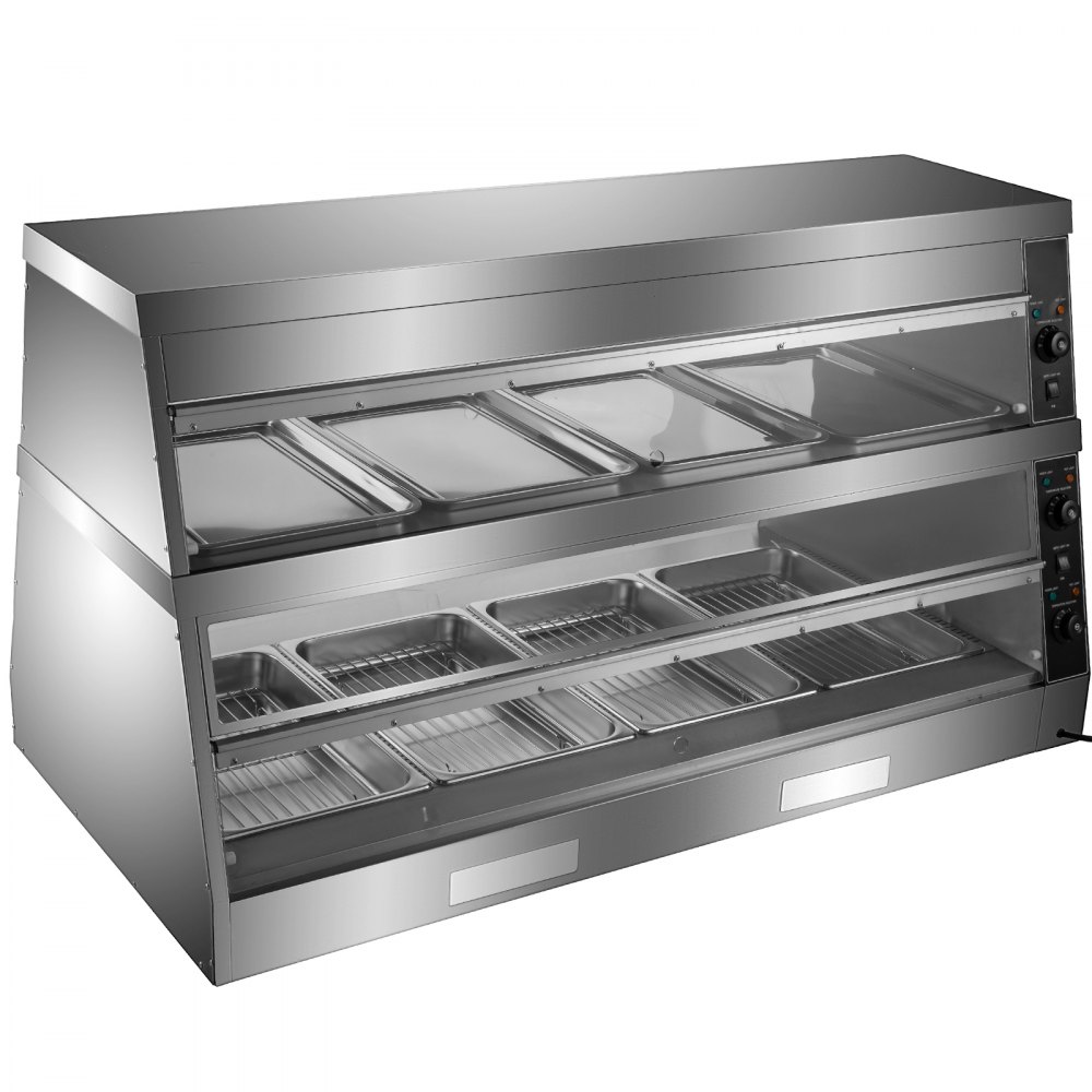 VEVOR Commercial Food Warmer Display Case Bain Marie 2-Tier Pizza Showcase 3200W