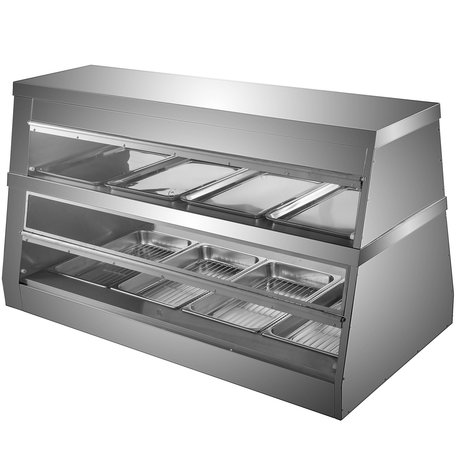 VEVOR Commercial Food Warmer Display Case Bain Marie 2-Tier Pizza Showcase 3200W