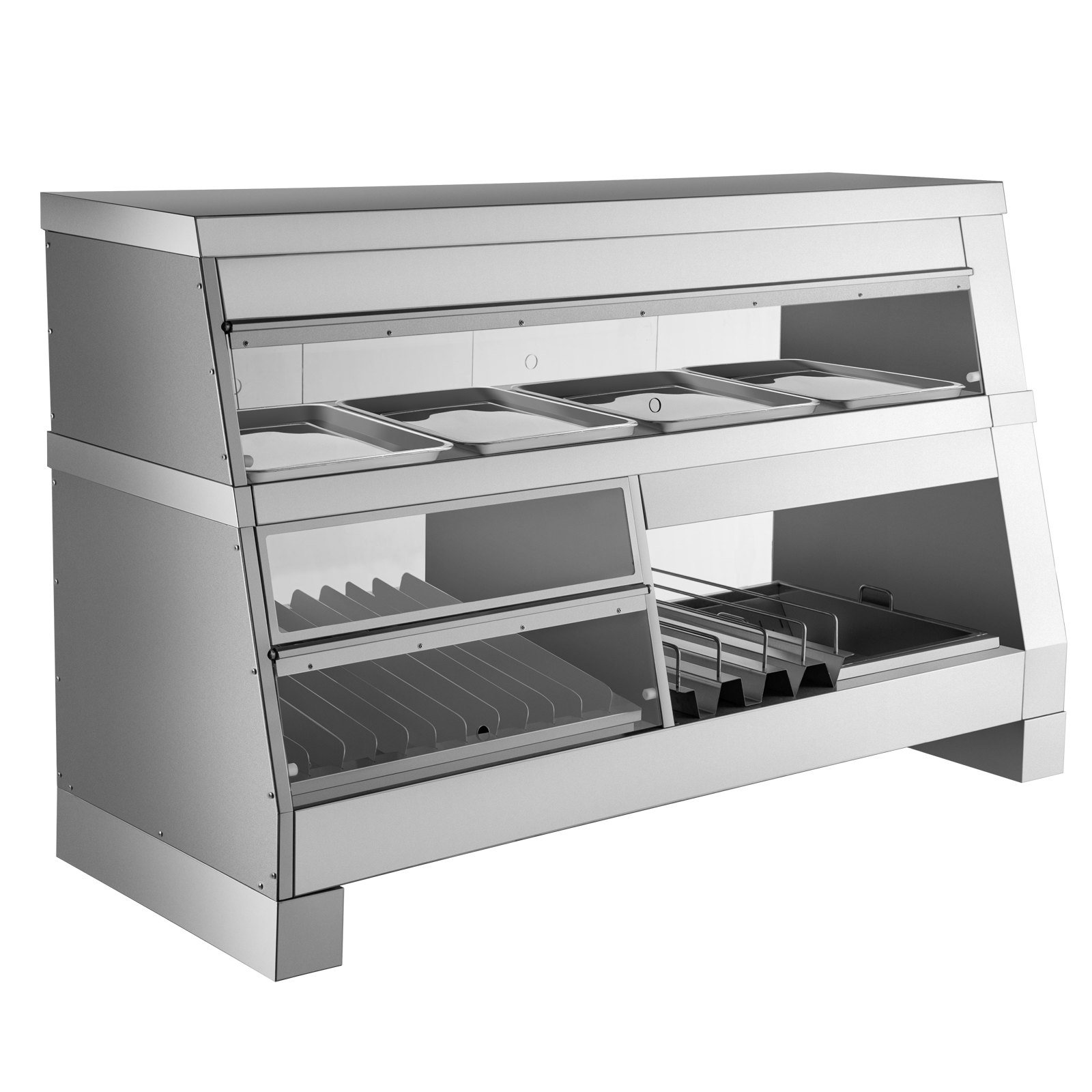 VEVOR Commercial Food Warmer Display Bain Marie 2-Layer Showcase Cabinet 1800W