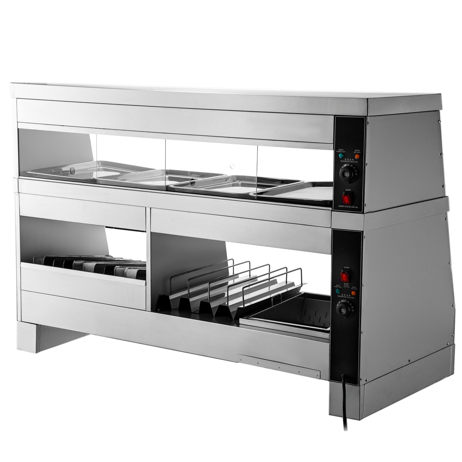 VEVOR Commercial Food Warmer Display Bain Marie 2-Layer Showcase Cabinet 1800W