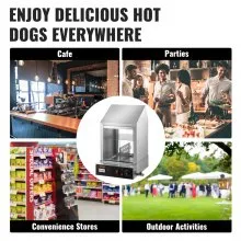 VEVOR 1200W Commercial Hot Dog Steamer Calentador de bollos eléctrico de 2 niveles con puertas deslizantes