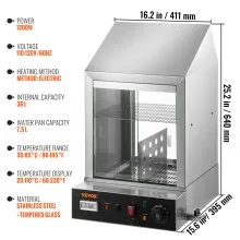 VEVOR 1200W Commercial Hot Dog Steamer Calentador de bollos eléctrico de 2 niveles con puertas deslizantes