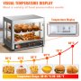 VEVOR Commercial Food Warmer Display, 2 Tiers, 800W Pizza Warmer with 3D Heating 3-Color Lighting Bottom Fan, Countertop Pastry Warmer with Temp Knob & Display 0.6L Water Tray, Stainless Frame Glass