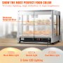 VEVOR Commercial Food Warmer Display, 2 Tiers, 800W Pizza Warmer with 3D Heating 3-Color Lighting Bottom Fan, Countertop Pastry Warmer with Temp Knob & Display 0.6L Water Tray, Stainless Frame Glass