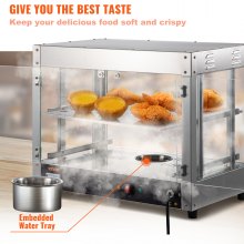 VEVOR 2-Tier Commercial Food Warmer Countertop Pizza Cabinet with Water Tray