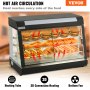 VEVOR Commercial Food Warmer Display, 3 Tiers, 1800W Pizza Warmer w/ 3D Heating 3-Color Lighting Bottom Fan, Countertop Pastry Warmer w/Temp Knob Display 0.6L Water Tray, Stainless Frame Glass Doors
