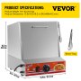 VEVOR Hot Dog Steamer, 36L/32.69Qt, Classic Hut Steamer for 96 Hot Dogs & 30 Buns, Electric Bun Warmer Cooker with Drop Down Door Acrylic Window Partition Plate Food Clip PTFE Tape, Stainless Steel