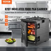 VEVOR Insulated Food Pan Carrier, 82 Qt Hot Box for Catering, LLDPE Food Box Carrier with Double Buckles, Front Loading Food Warmer with Handles, Stackable End Loader for Restaurant, Canteen, etc. Bla