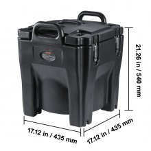 VEVOR Insulated Food Carrier, 32Qt Capacity, Stackable Catering Hot Box w/Stainless Steel Barrel, Top Load LLDPE Food Warmer w/Integral Handles Buckles Stationary Base, for Restaurant Canteen, Black