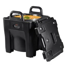 VEVOR Insulated Food Carrier, 32Qt Capacity, Stackable Catering Hot Box w/Stainless Steel Barrel, Top Load LLDPE Food Warmer w/Integral Handles Buckles Stationary , for Restaurant Canteen, Black