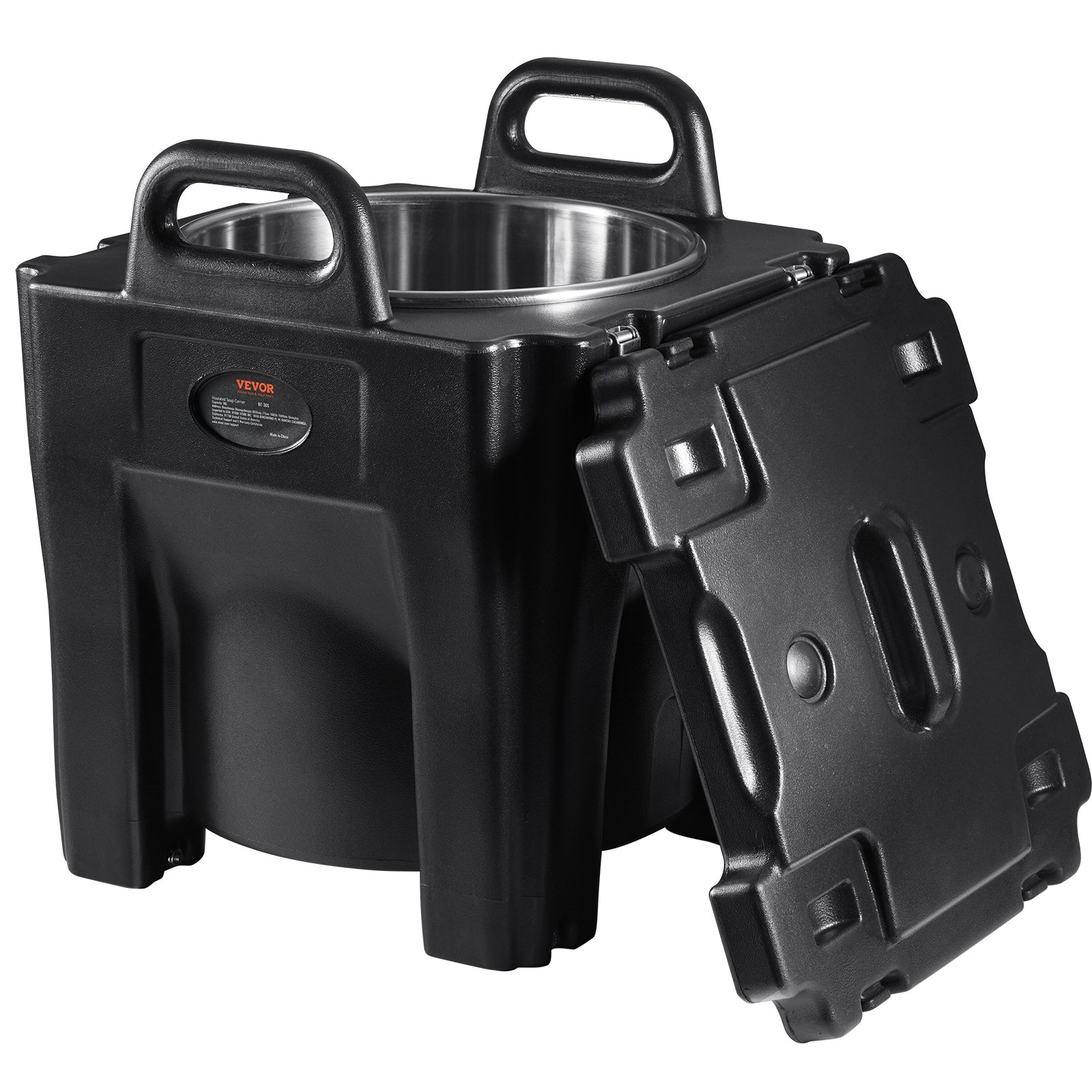 VEVOR Insulated Food Carrier, 32Qt Capacity, Stackable Catering Hot Box with Stainless Steel Barrel, Top Load LLDPE Food Warmer with Integral Handles Buckles Stationary Base, for Restaurant Canteen, B
