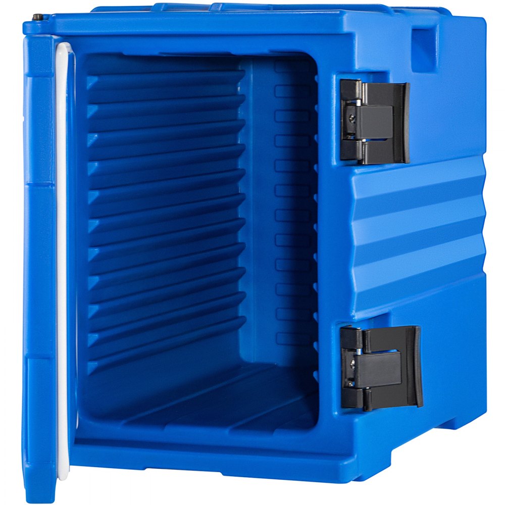 VEVOR Insulated Food Pan Carrier, 82 Qt Hot Box for Catering, LLDPE Food Box Carrier w/ Double Buckles, Front Loading Food Warmer w/ Handles, Stackable End Loader for Restaurant, Canteen, etc. Blue