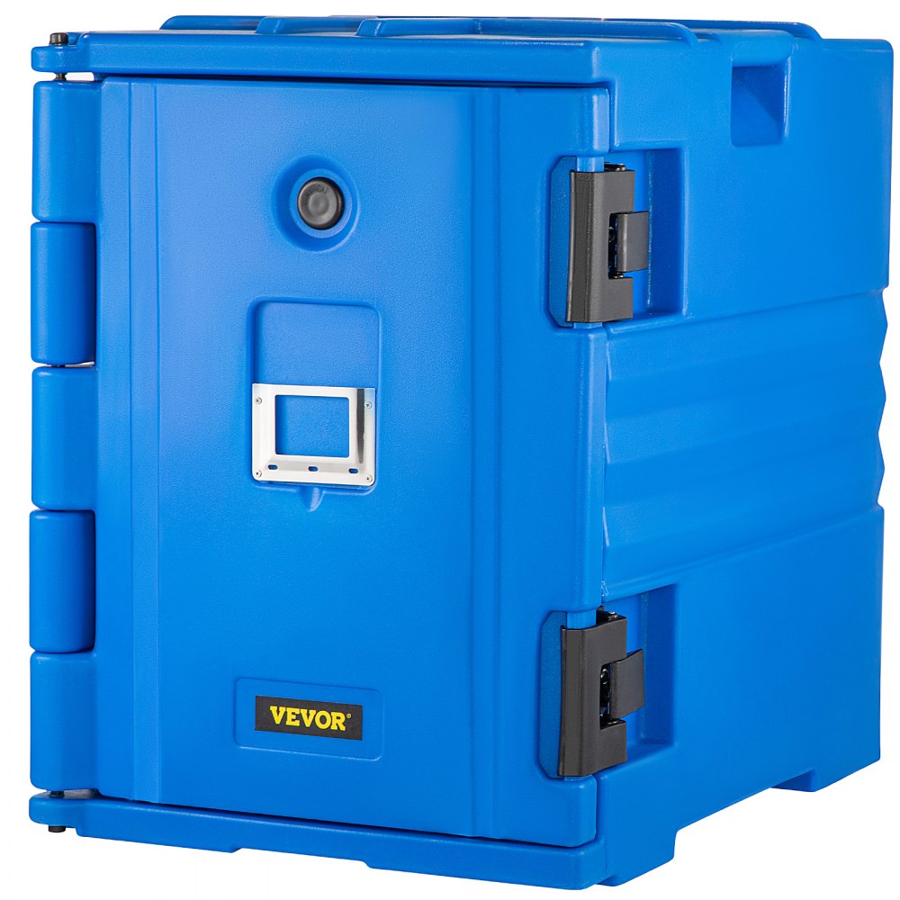 VEVOR Insulated Food Pan Carrier, 82 Qt Hot Box for Catering, LLDPE Food Box Carrier w/ Double Buckles, Front Loading Food Warmer w/ Handles, Stackable End Loader for Restaurant, Canteen, etc. Blue