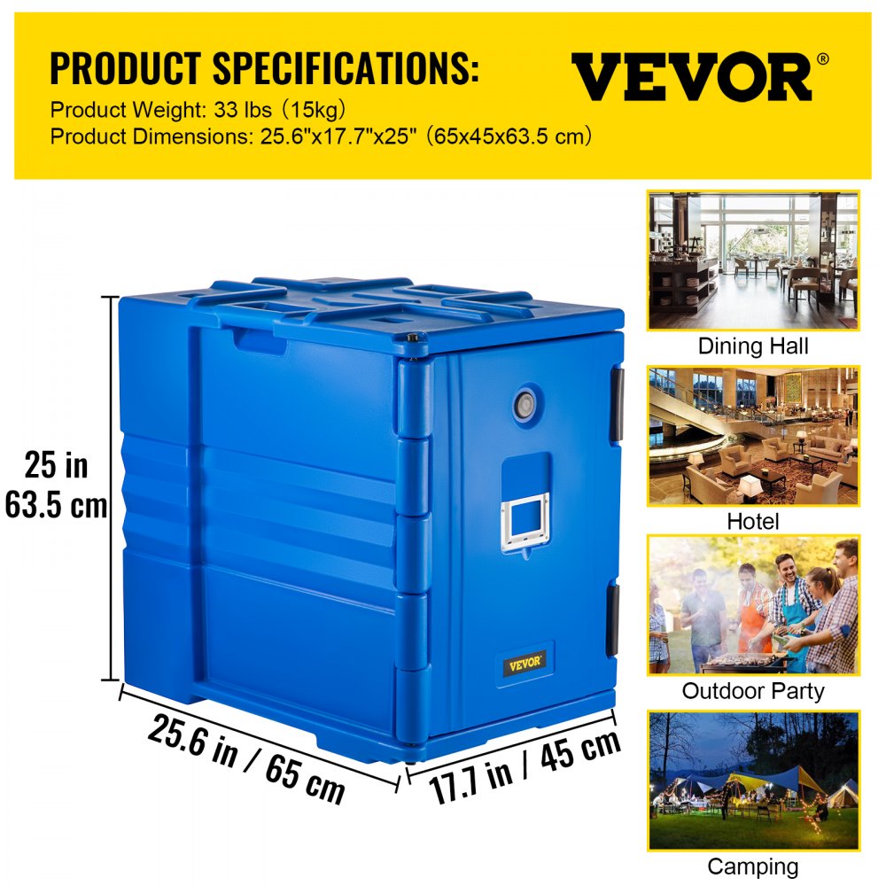 VEVOR 90L Insulated Food Pan Carrier Container Front Load Catering Box Stackable