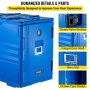 VEVOR Insulated Food Pan Carrier, 82 Qt Hot Box for Catering, LLDPE Food Box Carrier w/ Double Buckles, Front Loading Food Warmer w/ Handles, Stackable End Loader for Restaurant, Canteen, etc. Blue