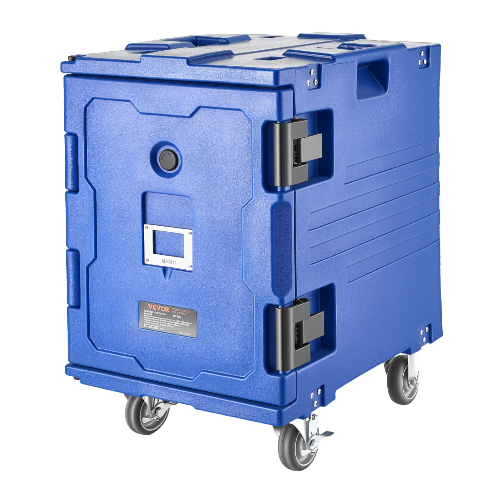 VEVOR Insulated Food Pan Carrier, 82 Qt Hot Box for Catering, LLDPE Food Box Carrier with One-Piece Buckle, Front Loading Food Warmer with Handles, End Loader with Wheels for Restaurant, Canteen, etc.