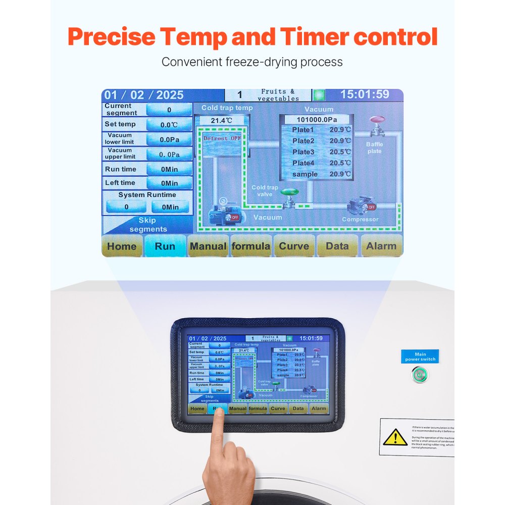 VEVOR Vacuum Freeze Dryer Machine, 8.8-13.2 LBS/Batch Food Freeze Drying Machine with 4-Layer Trays, Vacuum Pump, Adjustable Timer and Temperature Control, for Fruits Vegetables Meat, White