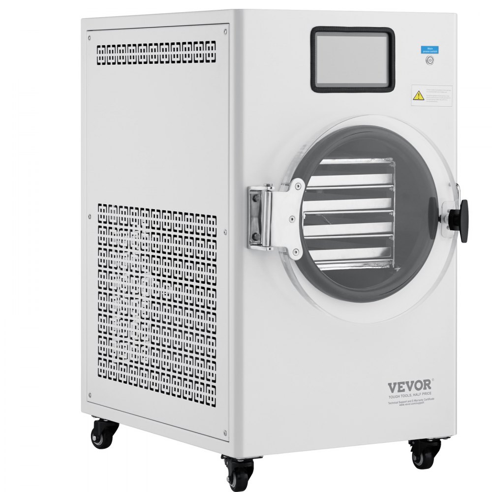 VEVOR Vacuum Freeze Dryer Machine, 8.8-13.2 LBS/Batch Food Freeze Drying Machine with 4-Layer Trays, Vacuum Pump, Adjustable Timer and Temperature Control, for Fruits Vegetables Meat, White