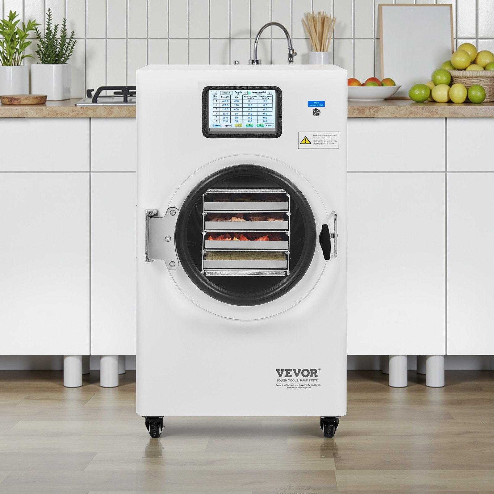 VEVOR Vacuum Freeze Dryer Machine, 8.8-13.2 LBS/Batch Food Freeze Drying Machine with 4-Layer Trays, Vacuum Pump, Adjustable Timer and Temperature Control, for Fruits Vegetables Meat, White