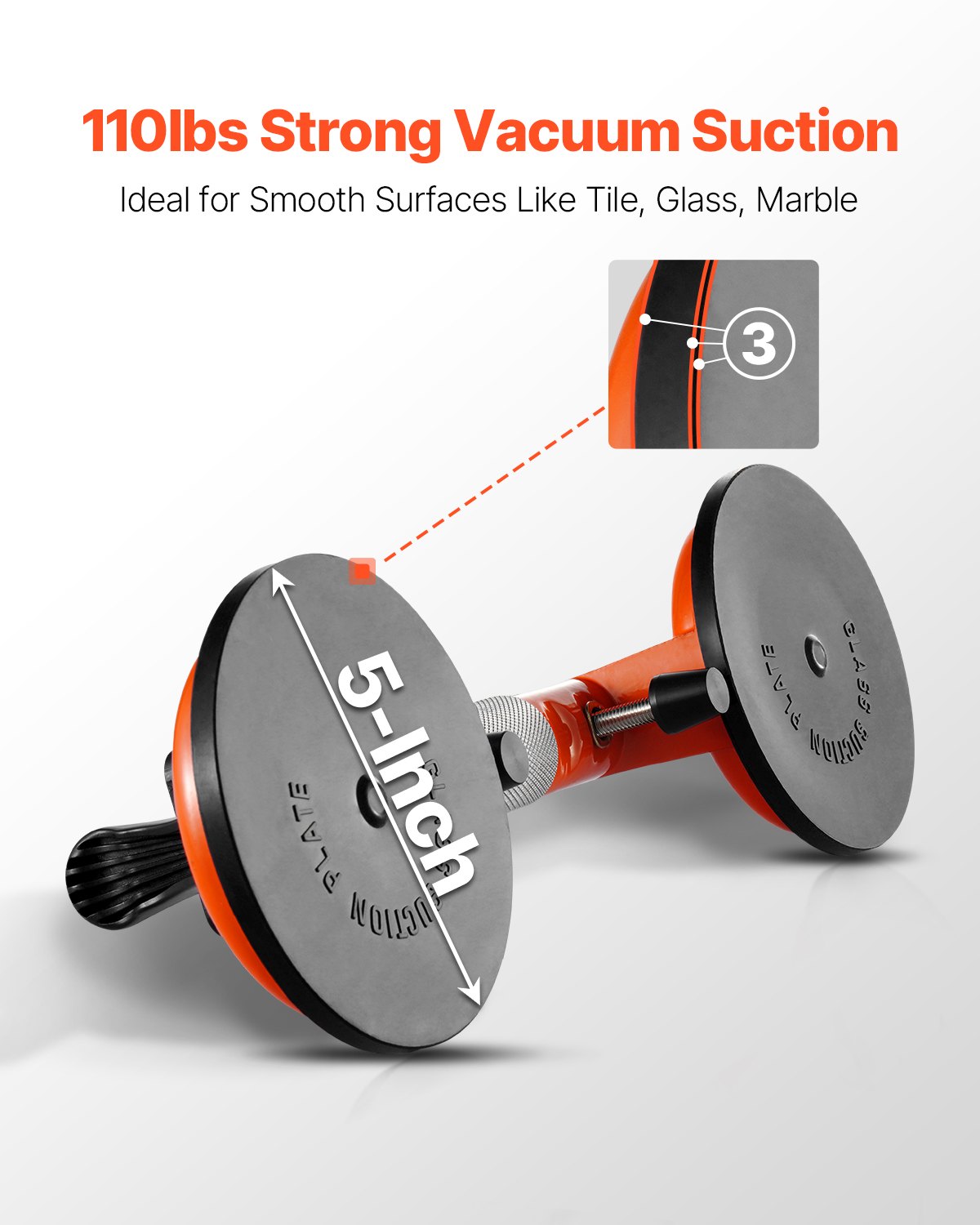 VEVOR Seamless Seam Setter, 2 Packs Granite Seam Setter with 5 in Vacuum Suction Cups, Seam Joiner for Seam Joining & Leveling, 180° Adjustable, Countertop Installation Tool for Tile Stone Marble Slab