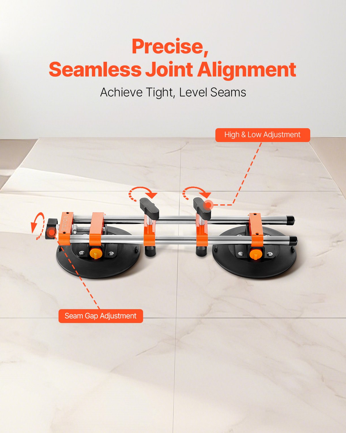 VEVOR Seamless Seam Setter, 2 Packs, Granite Seam Setter with 6 in Vacuum Suction Cups & Tool Bag, Seam Joiner for Seam Joining & Leveling, Countertop Installation Tool for Tile Stone Marble Slab