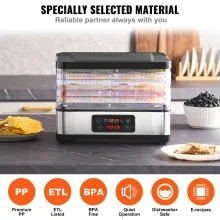VEVOR Food Dehydrator Machine, 5-Tray Fruit Dehydrator, 300W Electric Food Dryer w/ Digital Adjustable Timer & Temperature for Jerky, Herb, Meat, Beef, Fruit, Dog Treats and Vegetables, ETL Listed