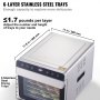 VEVOR 6 Trays Food Dehydrator Machine Stainless Steel 700W Jerky Fruit Drying