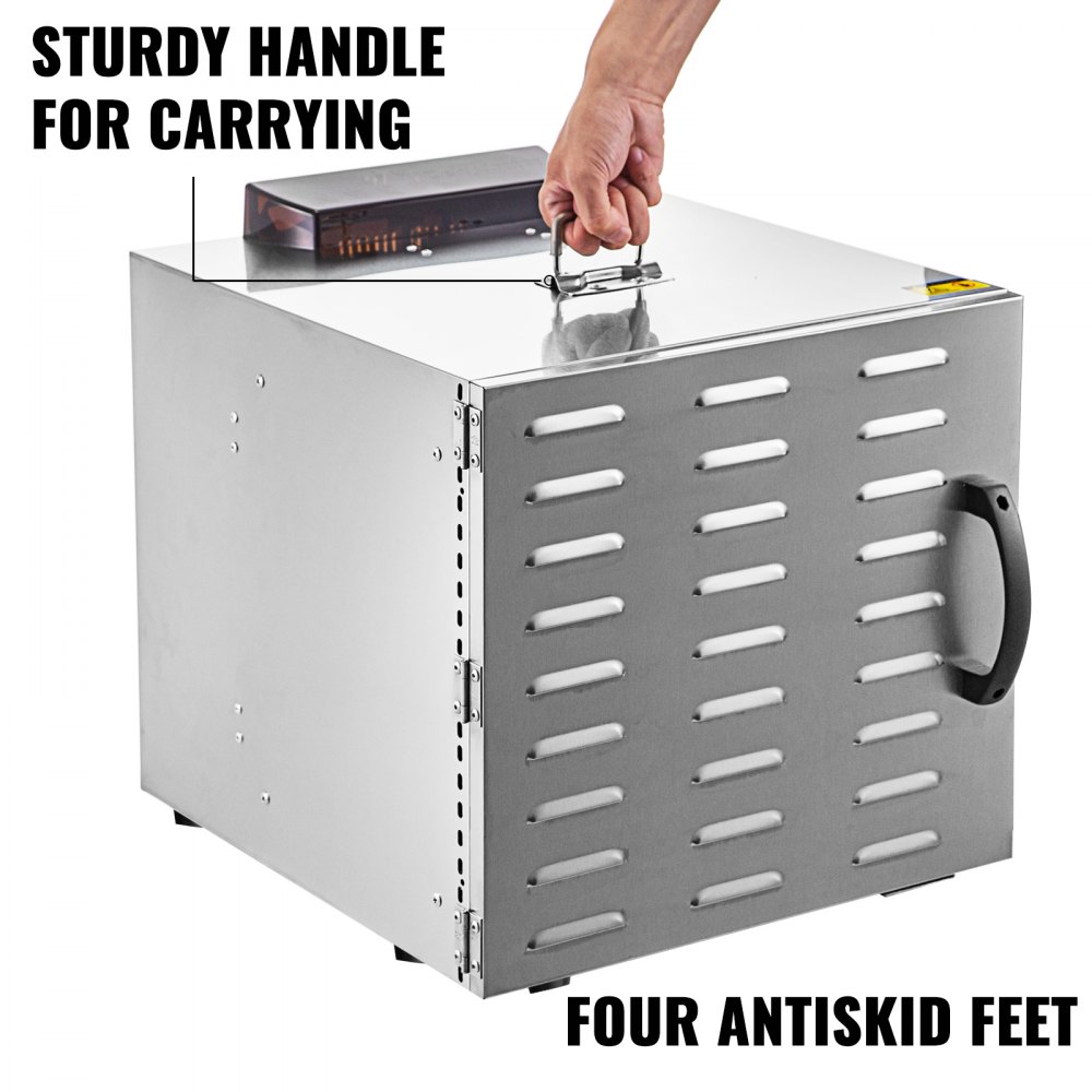 VEVOR Food Dehydrator Machine Jerky Dehydrator Stainless Steel 10 Trays W/ LED