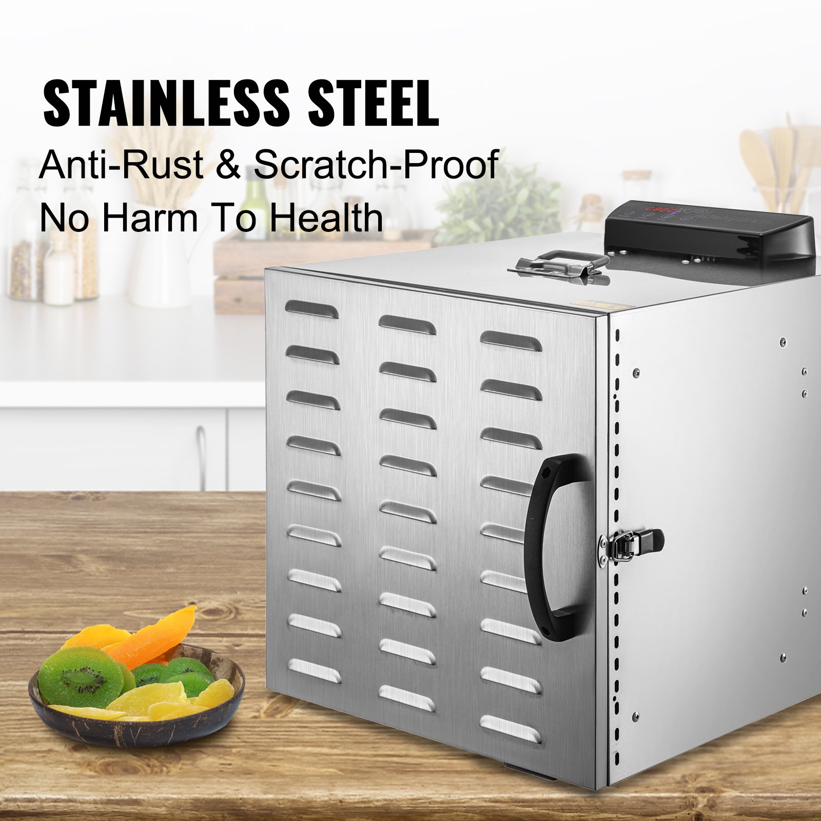 VEVOR Food Dehydrator Machine Jerky Dehydrator Stainless Steel 10 Trays W/ LED