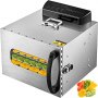 VEVOR Food Dehydrator Stainless Steel 6 Trays Jerky Dehydrator Digital Control Food Dehydrator W/Timer Temperature Control Fruit Meat Vegetable Tea Commercial Dehydrator Safety Heat Proof Handle