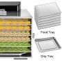 VEVOR Food Dehydrator Stainless Steel 6 Trays Jerky Dehydrator Digital Control Food Dehydrator W/Timer Temperature Control Fruit Meat Vegetable Tea Commercial Dehydrator Safety Heat Proof Handle