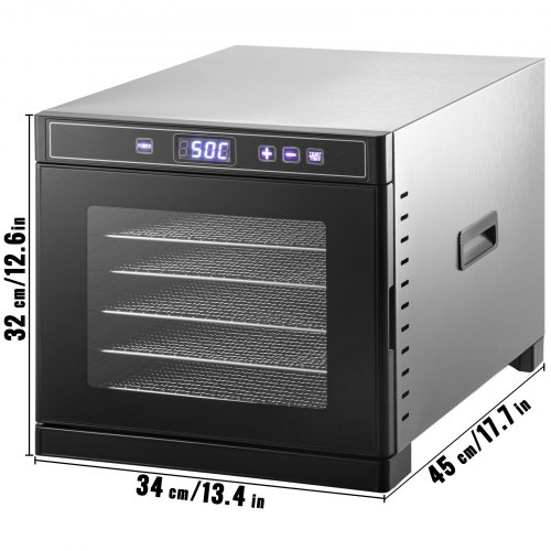 VEVOR Food Dehydrator Machine, 6 Tray Stainless Steel Freeze Dryer, 600W Food Dehydrator, Digital Time Temperature Control Freeze Dryer Machine, Dehydrator Machine with Recipes for Meat, Fruit, Jerky