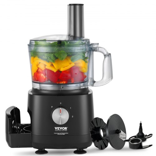 VEVOR Food Processor, 9-Cup Vegetable Chopper for Chopping, Slicing, Shredding, Puree, and Kneading, 600 Watts Stainless Steel Blade Professional Electric Food Chopper, Easy Assembly & Clean, Black