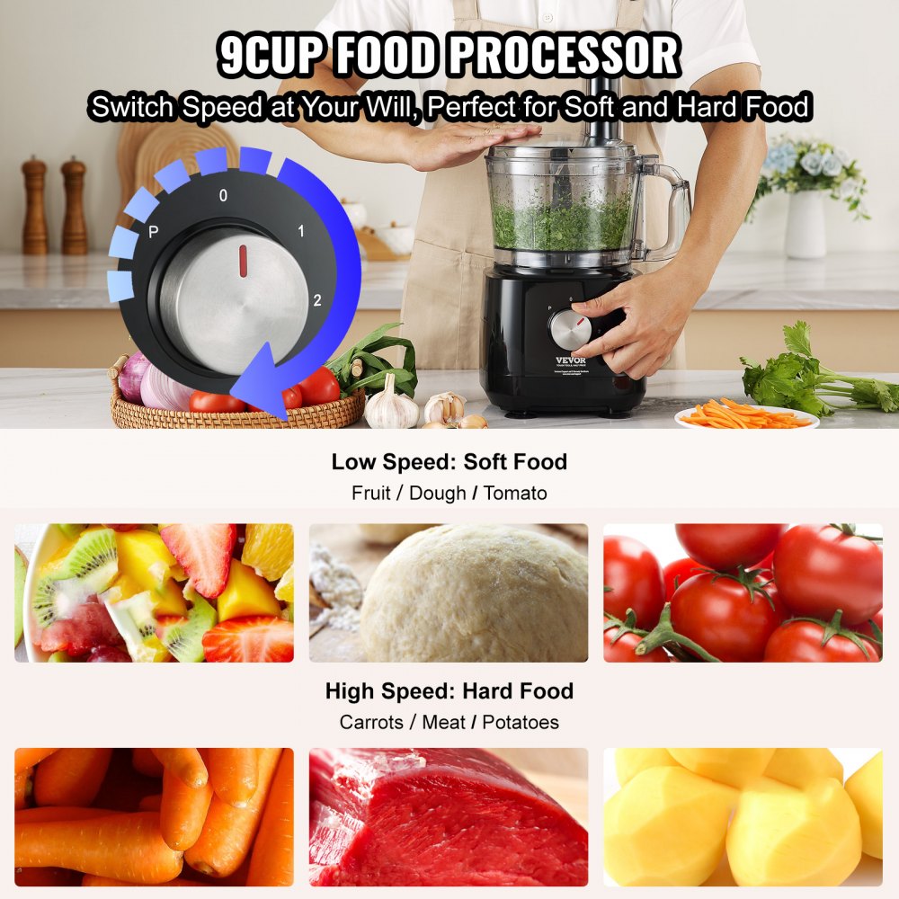 BLACK+DECKER 8-Cup Food Processor Meat Fruit Vegetable Chopper Slicer Black
