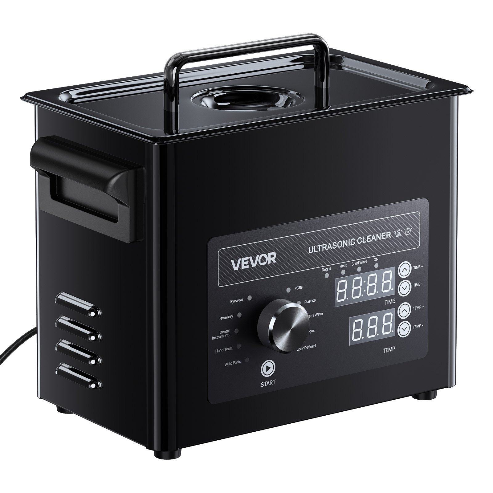 VEVOR 3L Ultrasonic Cleaner, Professional Ultrasonic Cleaner Machine with Knob Control, Stainless Steel Cleaning Machine with Basket and Cleaning Ball, for Watches, Razors, Jewelry, Coins and More