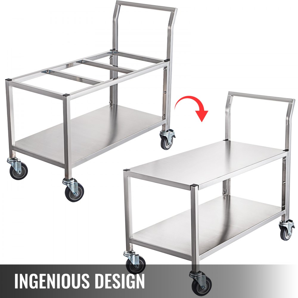 VEVOR Triple Ingredient Bin Cart Ingredient Storage Rice Bin 3 x 33L W/ Wheels