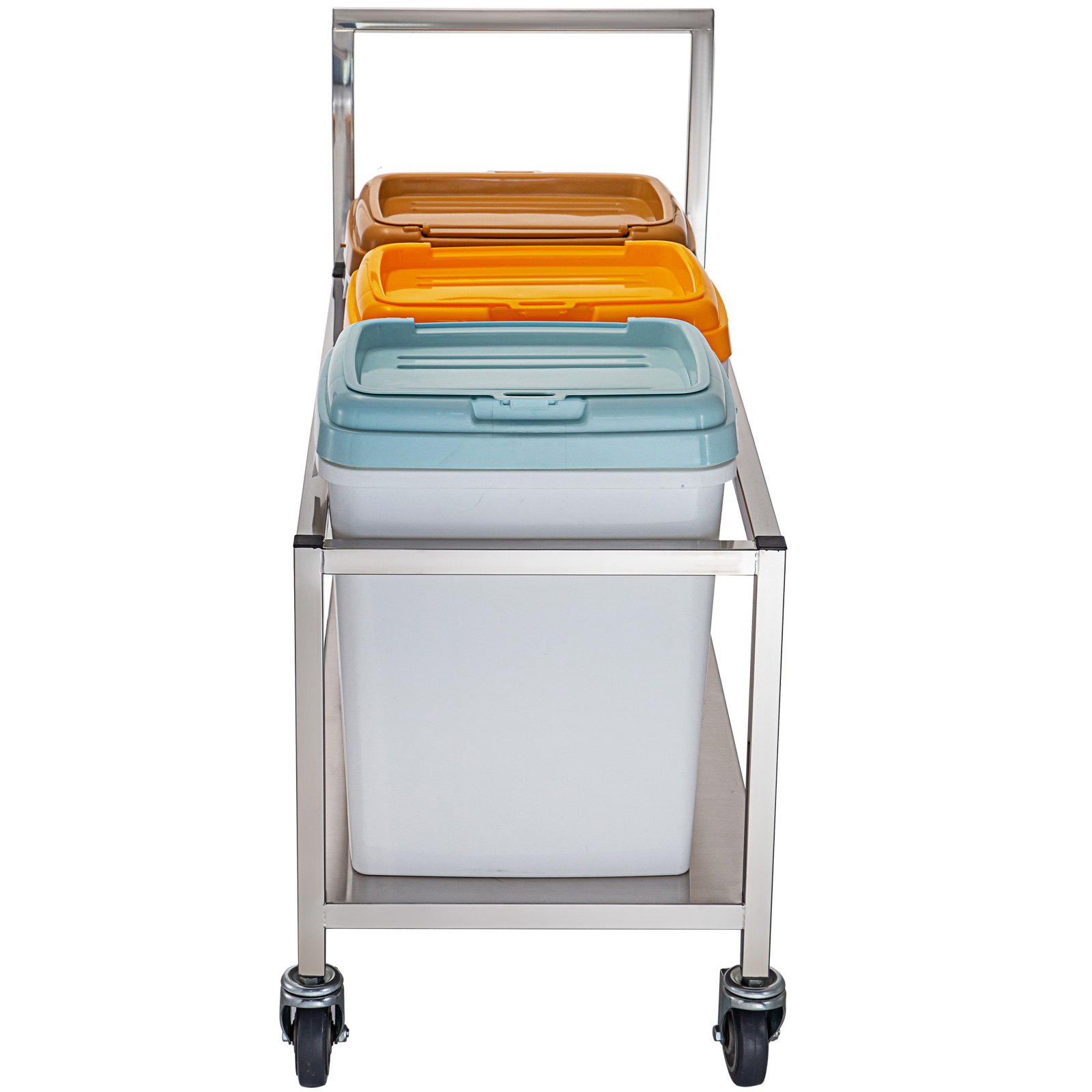 VEVOR Triple Ingredient Bin Cart Ingredient Storage Rice Bin 3 x 33L W/ Wheels