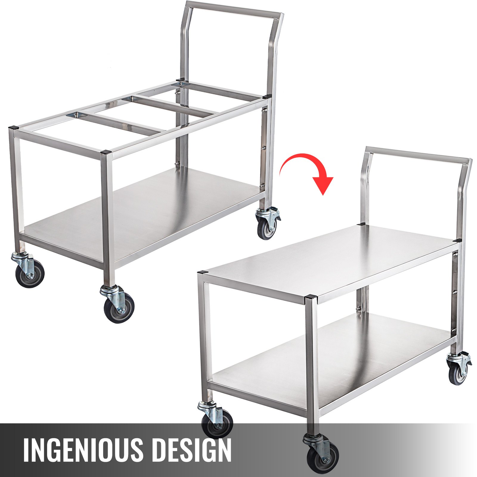 VEVOR Triple Ingredient Bin Cart Ingredient Storage Rice Bin 3 x 33L W/ Wheels