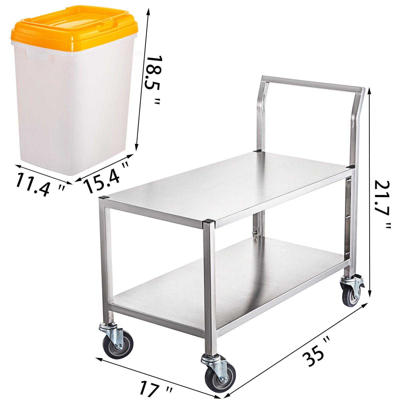 VEVOR Triple Ingredient Bin Cart Ingredient Storage Rice Bin 3 x 33L W/ Wheels