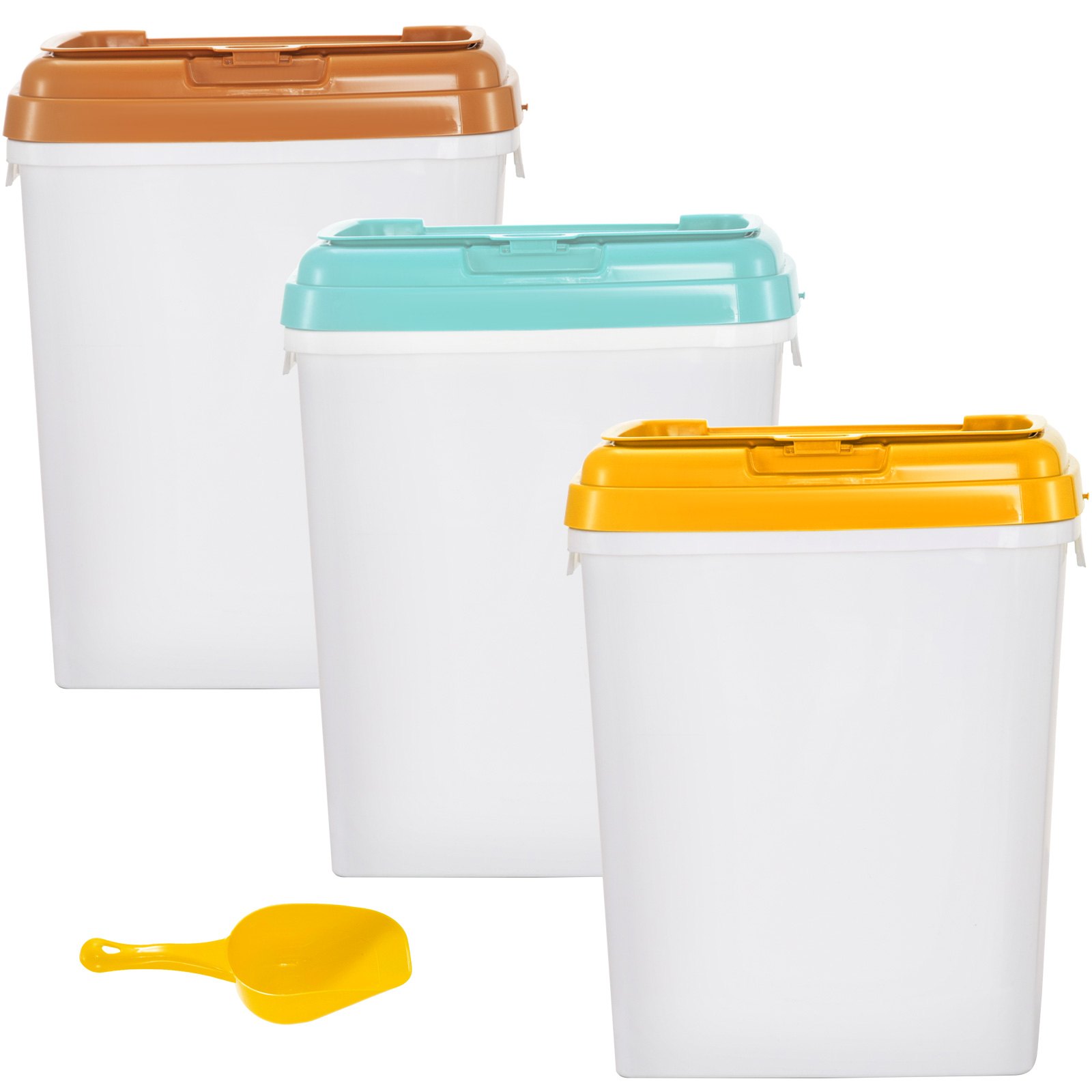 VEVOR Triple Ingredient Bin Cart Ingredient Storage Rice Bin 3 x 33L W/ Wheels