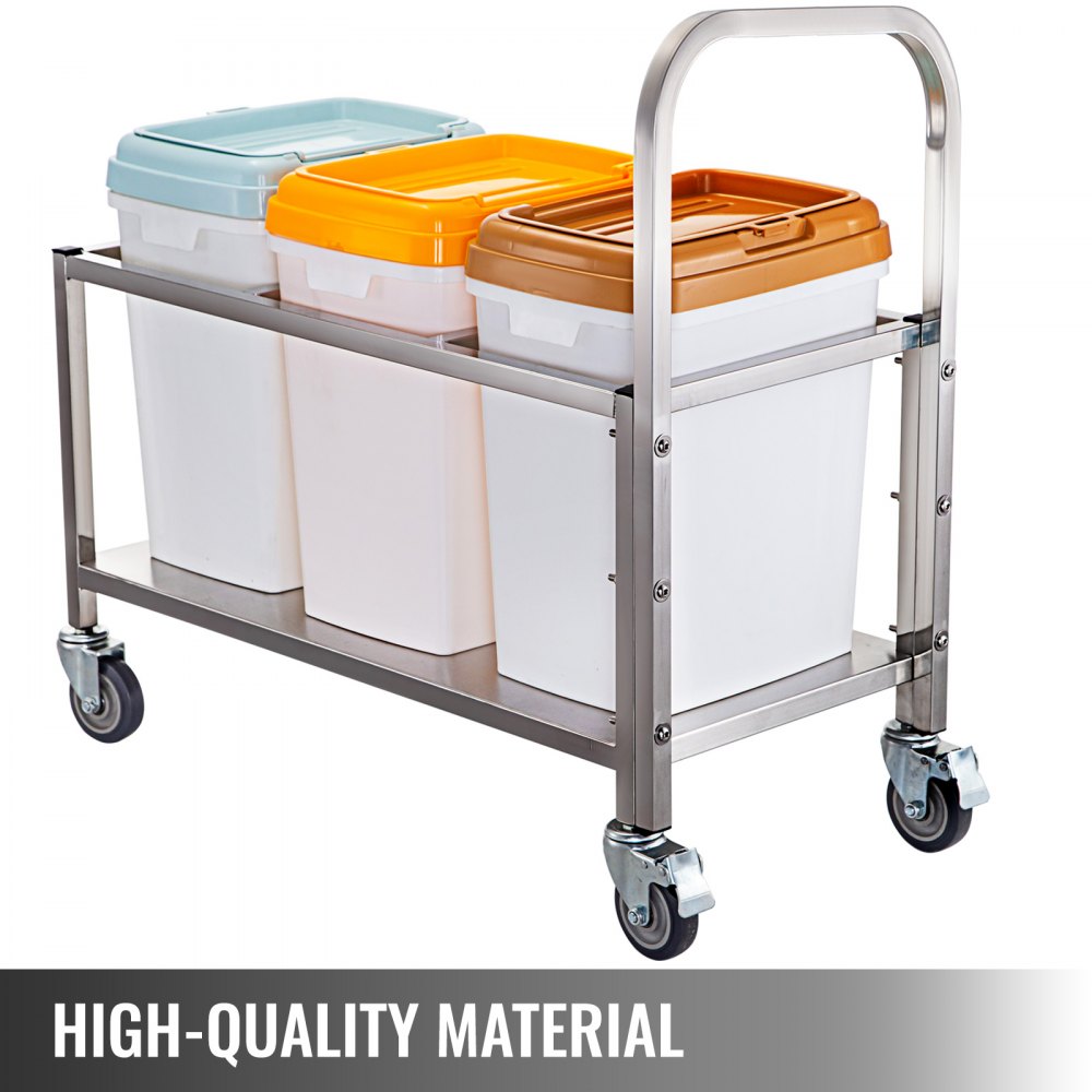VEVOR Triple Ingredient Bin Cart Ingredient Storage Bin 3 x 33 L Rice Bin