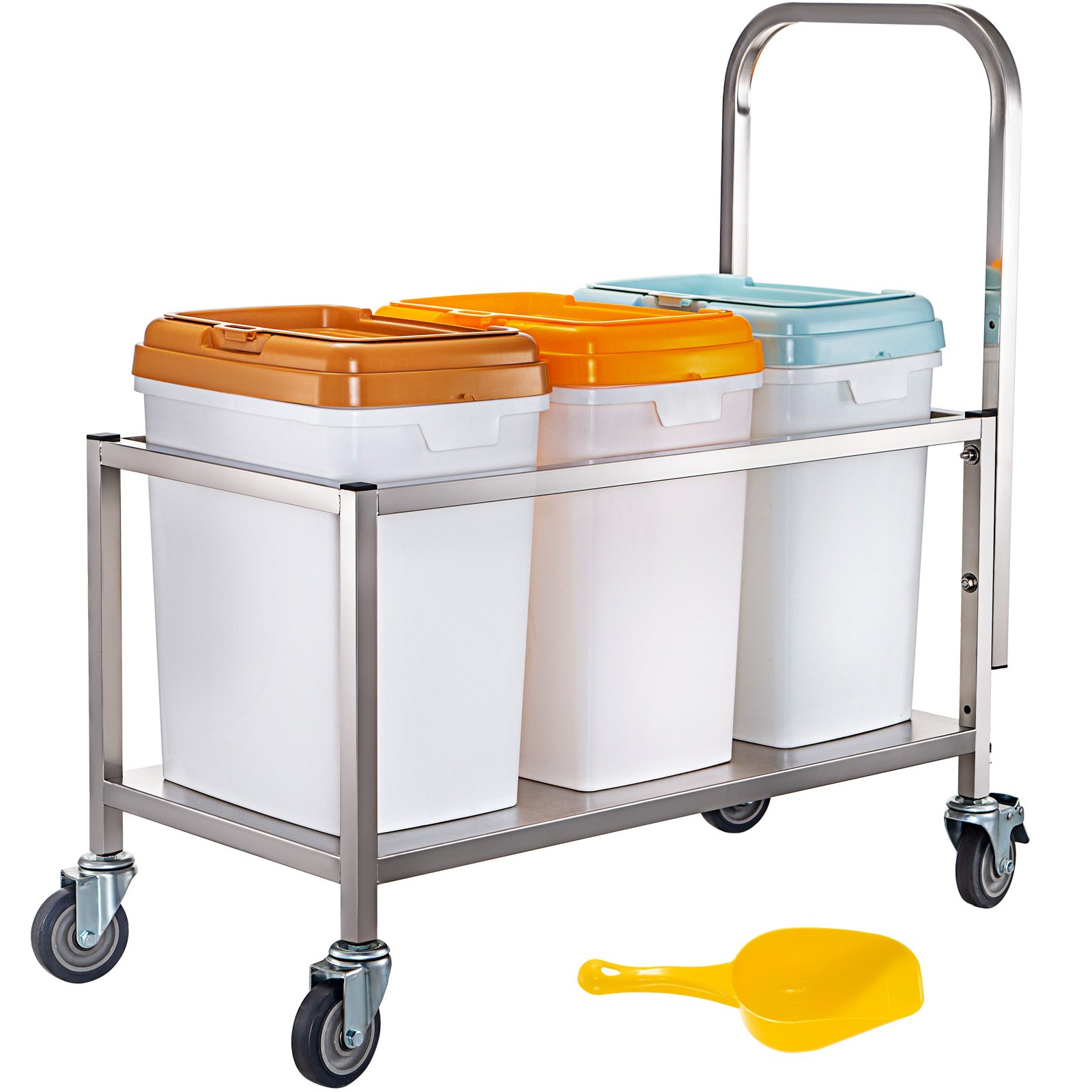 VEVOR Triple Ingredient Bin Cart Ingredient Storage Bin 3 x 33 L Rice Bin