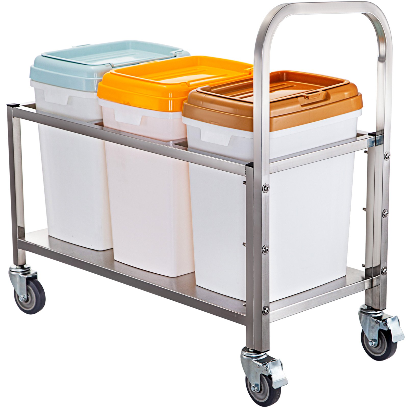 VEVOR Triple Ingredient Bin Cart Ingredient Storage Bin 3 x 33 L Rice Bin
