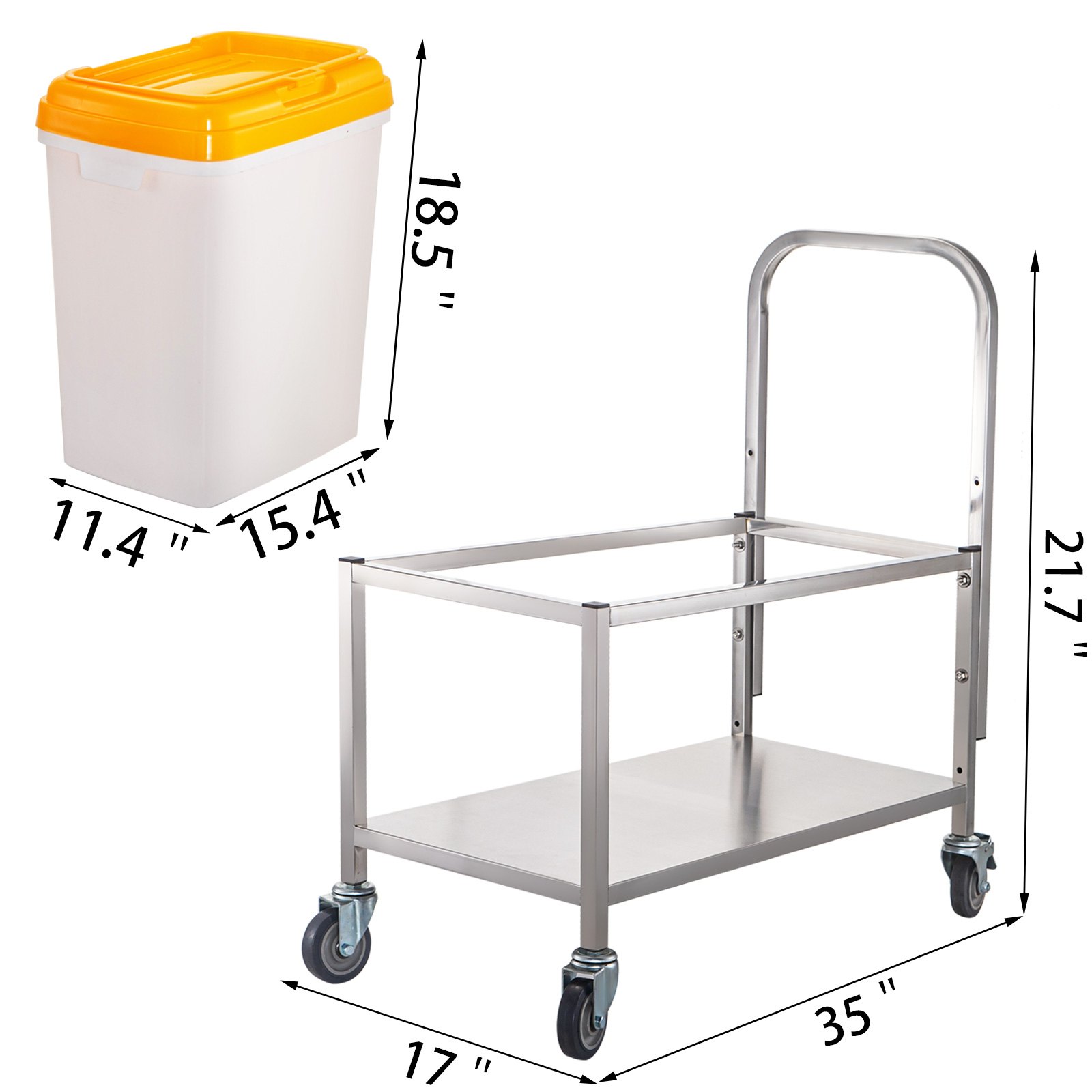 VEVOR Triple Ingredient Bin Cart Ingredient Storage Bin 3 x 33 L Rice Bin