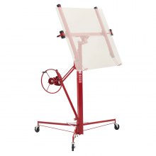 11ft Drywall Lift 150 lbs Sheetrock Hoist Adjustable Arm Lockable Wheels Red