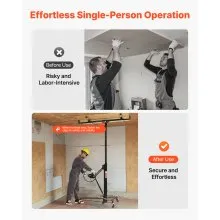 11ft Drywall Lift 150 lbs Sheetrock Hoist Adjustable Arm Lockable Wheels Black