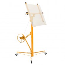 16ft Drywall Lift 150 lbs Sheetrock Hoist Adjustable Arm Lockable Wheels Yellow